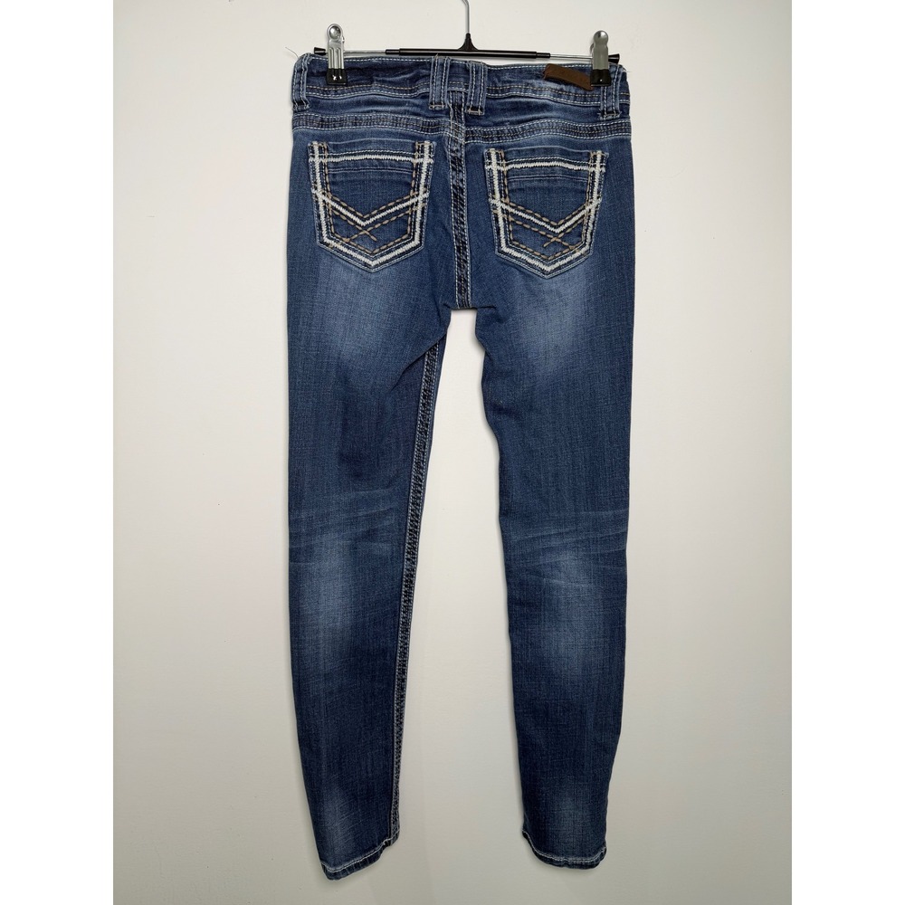 L.A.โ idol Womens Blue Skinny Jeans with Contrast Pocket Stitching Size 1